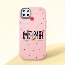 HONTINGA Realme C25 ile Uyumlu Kılıfı Kamera Korumalı Düşüme Önleyici Basitlik Pembe Yumuşak Silikon Telefon Kılıfı Mama Desenli K4-0241