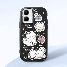 HONTINGA Infinix Smart 10 ile Uyumlu Kılıfı Kamera Korumalı Düşüme Önleyici Basitlik Siyah Yumuşak Silikon Telefon Kılıfı Kedi Desenli K4-0254
