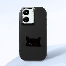 HONTINGA Poco C65 ile Uyumlu Kılıfı Kamera Korumalı Düşüme Önleyici Basitlik Siyah Yumuşak Silikon Telefon Kılıfı Siyah Kedi Desenli K4-0240