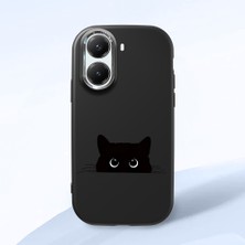 HONTINGA Poco X7 Pro ile Uyumlu Kılıfı Kamera Korumalı Düşüme Önleyici Basitlik Siyah Yumuşak Silikon Telefon Kılıfı Siyah Kedi Desenli K4-0240