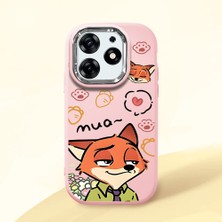 HONTINGA Tecno Spark 10 Pro ile Uyumlu Kılıfı Kamera Korumalı Düşüme Önleyici Basitlik Pembe Yumuşak Silikon Telefon Kılıfı Tilki Desenli K4-0257