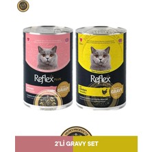 Reflex Plus Gravy Sos Içinde Et Parçacıklı Somonlu -Tavuklu Yetişkin Kedi Konserve Maması Seti 2X400 gr