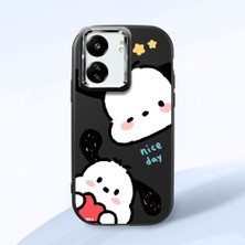 HONTINGA Poco C65 ile Uyumlu Kılıfı Kamera Korumalı Düşüme Önleyici Basitlik Siyah Yumuşak Silikon Telefon Kılıfı Karikatür Desenli K4-0255