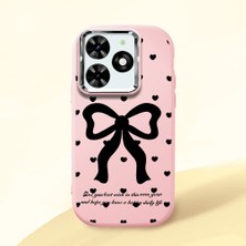 HONTINGA Infinix Smart 8 ile Uyumlu Kılıfı Kamera Korumalı Düşüme Önleyici Basitlik Pembe Yumuşak Silikon Telefon Kılıfı Fiyonk Desenli K4-0229