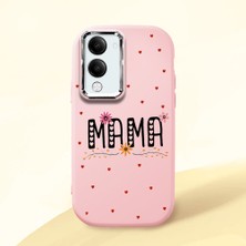 HONTINGA Vivo Y04 ile Uyumlu Kılıfı Kamera Korumalı Düşüme Önleyici Basitlik Pembe Yumuşak Silikon Telefon Kılıfı Mama Desenli K4-0241