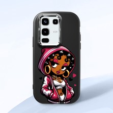 HONTINGA Infinix Note 50 Pro ile Uyumlu Kılıfı Kamera Korumalı Düşüme Önleyici Basitlik Siyah Yumuşak Silikon Telefon Kılıfı Güzel Kadın Desenli K4-0236