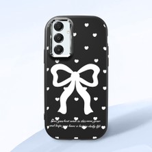 HONTINGA Samsung Galaxy A16 ile Uyumlu Kılıfı Kamera Korumalı Düşüme Önleyici Basitlik Siyah Yumuşak Silikon Telefon Kılıfı Fiyonk Desenli K4-0229