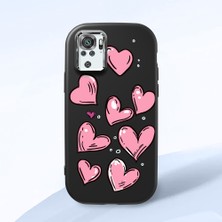 HONTINGA Xiaomi Redmi Note 10 4g ile Uyumlu Kılıfı Kamera Korumalı Düşüme Önleyici Basitlik Siyah Yumuşak Silikon Telefon Kılıfı Kalp Desenli K4-0231