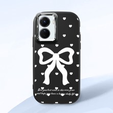 HONTINGA Vivo Y02S ile Uyumlu Kılıfı Kamera Korumalı Düşüme Önleyici Basitlik Siyah Yumuşak Silikon Telefon Kılıfı Fiyonk Desenli K4-0229