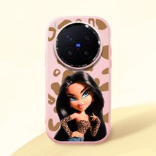 HONTINGA Vivo X300 Pro ile Uyumlu Kılıfı Kamera Korumalı Düşüme Önleyici Basitlik Pembe Yumuşak Silikon Telefon Kılıfı Güzel Kadın Desenli K4-0237
