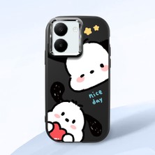 HONTINGA Vivo Y27 ile Uyumlu Kılıfı Kamera Korumalı Düşüme Önleyici Basitlik Siyah Yumuşak Silikon Telefon Kılıfı Karikatür Desenli K4-0255