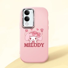 HONTINGA Vivo Y04 ile Uyumlu Kılıfı Kamera Korumalı Düşüme Önleyici Basitlik Pembe Yumuşak Silikon Telefon Kılıfı Melody Desenli K4-0258