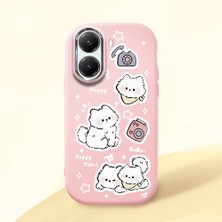 HONTINGA Poco X7 Pro ile Uyumlu Kılıfı Kamera Korumalı Düşüme Önleyici Basitlik Pembe Yumuşak Silikon Telefon Kılıfı Kedi Desenli K4-0254
