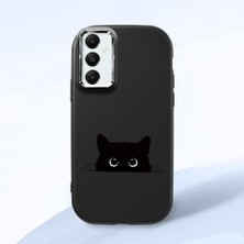 HONTINGA Samsung Galaxy A05S ile Uyumlu Kılıfı Kamera Korumalı Düşüme Önleyici Basitlik Siyah Yumuşak Silikon Telefon Kılıfı Siyah Kedi Desenli K4-0240