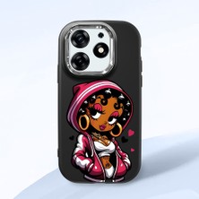 HONTINGA Tecno Spark 10 Pro ile Uyumlu Kılıfı Kamera Korumalı Düşüme Önleyici Basitlik Siyah Yumuşak Silikon Telefon Kılıfı Güzel Kadın Desenli K4-0236