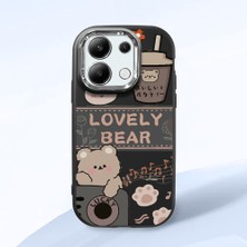 HONTINGA Redmi Note 13 4g ile Uyumlu Kılıfı Kamera Korumalı Düşüme Önleyici Basitlik Siyah Yumuşak Silikon Telefon Kılıfı Şirin Ayı Desenli K4-0246