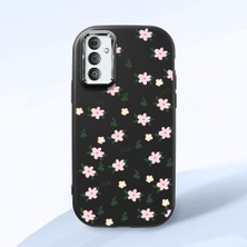 HONTINGA Samsung Galaxy M23 ile Uyumlu Kılıfı Kamera Korumalı Düşüme Önleyici Basitlik Siyah Yumuşak Silikon Telefon Kılıfı Çiçek Desenli K4-0234