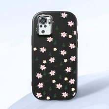 HONTINGA Xiaomi Redmi Note 10 4g ile Uyumlu Kılıfı Kamera Korumalı Düşüme Önleyici Basitlik Siyah Yumuşak Silikon Telefon Kılıfı Çiçek Desenli K4-0234