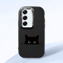 HONTINGA Tecno Camon 40 ile Uyumlu Kılıfı Kamera Korumalı Düşüme Önleyici Basitlik Siyah Yumuşak Silikon Telefon Kılıfı Siyah Kedi Desenli K4-0240