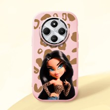 HONTINGA Redmi 14C ile Uyumlu Kılıfı Kamera Korumalı Düşüme Önleyici Basitlik Pembe Yumuşak Silikon Telefon Kılıfı Güzel Kadın Desenli K4-0237