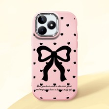 HONTINGA Realme C53 ile Uyumlu Kılıfı Kamera Korumalı Düşüme Önleyici Basitlik Pembe Yumuşak Silikon Telefon Kılıfı Fiyonk Desenli K4-0229