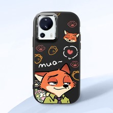 HONTINGA Xiaomi Mi 13 Lite ile Uyumlu Kılıfı Kamera Korumalı Düşüme Önleyici Basitlik Siyah Yumuşak Silikon Telefon Kılıfı Tilki Desenli K4-0257