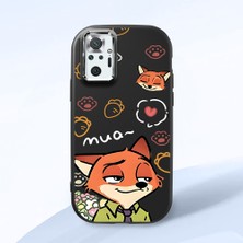 HONTINGA Xiaomi Redmi Note 10 Pro ile Uyumlu Kılıfı Kamera Korumalı Düşüme Önleyici Basitlik Siyah Yumuşak Silikon Telefon Kılıfı Tilki Desenli K4-0257