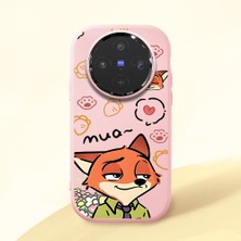 HONTINGA Vivo X300 ile Uyumlu Kılıfı Kamera Korumalı Düşüme Önleyici Basitlik Pembe Yumuşak Silikon Telefon Kılıfı Tilki Desenli K4-0257