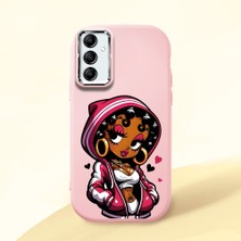 HONTINGA Samsung Galaxy A14 ile Uyumlu Kılıfı Kamera Korumalı Düşüme Önleyici Basitlik Pembe Yumuşak Silikon Telefon Kılıfı Güzel Kadın Desenli K4-0236