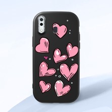 HONTINGA Samsung Galaxy A20 ile Uyumlu Kılıfı Kamera Korumalı Düşüme Önleyici Basitlik Siyah Yumuşak Silikon Telefon Kılıfı Kalp Desenli K4-0231