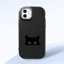 HONTINGA iPhone 12 Mini ile Uyumlu Kılıfı Kamera Korumalı Düşüme Önleyici Basitlik Siyah Yumuşak Silikon Telefon Kılıfı Siyah Kedi Desenli K4-0240