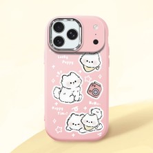 HONTINGA iPhone 17 Pro Max ile Uyumlu Kılıfı Kamera Korumalı Düşüme Önleyici Basitlik Pembe Yumuşak Silikon Telefon Kılıfı Kedi Desenli K4-0254