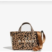 Ges Shop Kadın Leopar desen Canvas El Omuz Çanta