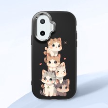 HONTINGA Xiaomi Poco F7 ile Uyumlu Kılıfı Kamera Korumalı Düşüme Önleyici Basitlik Siyah Yumuşak Silikon Telefon Kılıfı Şirin Kedi Desenli K4-0250