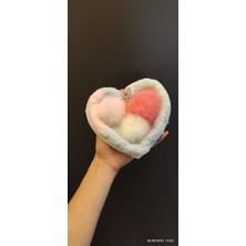 Gönülden Tasarım Peluş Ponponlu Kalp Arma Dikiş Aplike 18X16 cm