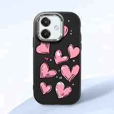 HONTINGA Oppo A3X 4g ile Uyumlu Kılıfı Kamera Korumalı Düşüme Önleyici Basitlik Siyah Yumuşak Silikon Telefon Kılıfı Kalp Desenli K4-0231