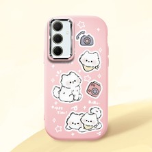 HONTINGA Samsung Galaxy A35 ile Uyumlu Kılıfı Kamera Korumalı Düşüme Önleyici Basitlik Pembe Yumuşak Silikon Telefon Kılıfı Kedi Desenli K4-0254