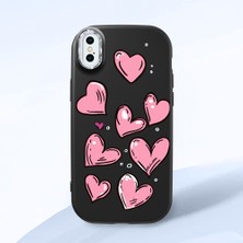 HONTINGA iPhone Xs Max ile Uyumlu Kılıfı Kamera Korumalı Düşüme Önleyici Basitlik Siyah Yumuşak Silikon Telefon Kılıfı Kalp Desenli K4-0231