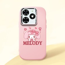 HONTINGA Infinix Smart 8 ile Uyumlu Kılıfı Kamera Korumalı Düşüme Önleyici Basitlik Pembe Yumuşak Silikon Telefon Kılıfı Melody Desenli K4-0258