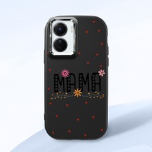 HONTINGA Vivo Y02S ile Uyumlu Kılıfı Kamera Korumalı Düşüme Önleyici Basitlik Siyah Yumuşak Silikon Telefon Kılıfı Mama Desenli K4-0241