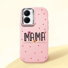 HONTINGA Vivo Y02S ile Uyumlu Kılıfı Kamera Korumalı Düşüme Önleyici Basitlik Pembe Yumuşak Silikon Telefon Kılıfı Mama Desenli K4-0241