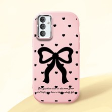 HONTINGA Samsung Galaxy M23 ile Uyumlu Kılıfı Kamera Korumalı Düşüme Önleyici Basitlik Pembe Yumuşak Silikon Telefon Kılıfı Fiyonk Desenli K4-0229