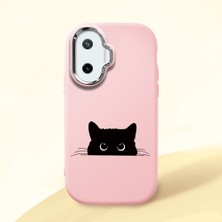 HONTINGA Xiaomi Poco F7 ile Uyumlu Kılıfı Kamera Korumalı Düşüme Önleyici Basitlik Pembe Yumuşak Silikon Telefon Kılıfı Siyah Kedi Desenli K4-0240