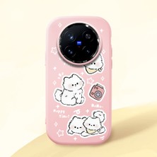 HONTINGA Vivo X200 Pro ile Uyumlu Kılıfı Kamera Korumalı Düşüme Önleyici Basitlik Pembe Yumuşak Silikon Telefon Kılıfı Kedi Desenli K4-0254