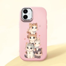 HONTINGA Samsung Galaxy A06 ile Uyumlu Kılıfı Kamera Korumalı Düşüme Önleyici Basitlik Pembe Yumuşak Silikon Telefon Kılıfı Şirin Kedi Desenli K4-0250