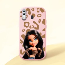 HONTINGA Samsung Galaxy A20 ile Uyumlu Kılıfı Kamera Korumalı Düşüme Önleyici Basitlik Pembe Yumuşak Silikon Telefon Kılıfı Güzel Kadın Desenli K4-0237