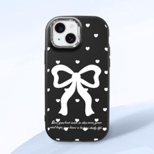 HONTINGA iPhone 15 ile Uyumlu Kılıfı Kamera Korumalı Düşüme Önleyici Basitlik Siyah Yumuşak Silikon Telefon Kılıfı Fiyonk Desenli K4-0229