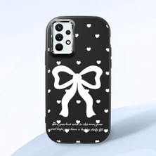 HONTINGA Samsung Galaxy A32 ile Uyumlu Kılıfı Kamera Korumalı Düşüme Önleyici Basitlik Siyah Yumuşak Silikon Telefon Kılıfı Fiyonk Desenli K4-0229