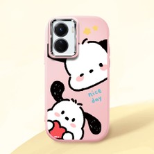 HONTINGA Vivo Y02S ile Uyumlu Kılıfı Kamera Korumalı Düşüme Önleyici Basitlik Pembe Yumuşak Silikon Telefon Kılıfı Karikatür Desenli K4-0255