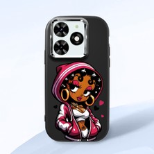 HONTINGA Infinix Smart 8 ile Uyumlu Kılıfı Kamera Korumalı Düşüme Önleyici Basitlik Siyah Yumuşak Silikon Telefon Kılıfı Güzel Kadın Desenli K4-0236